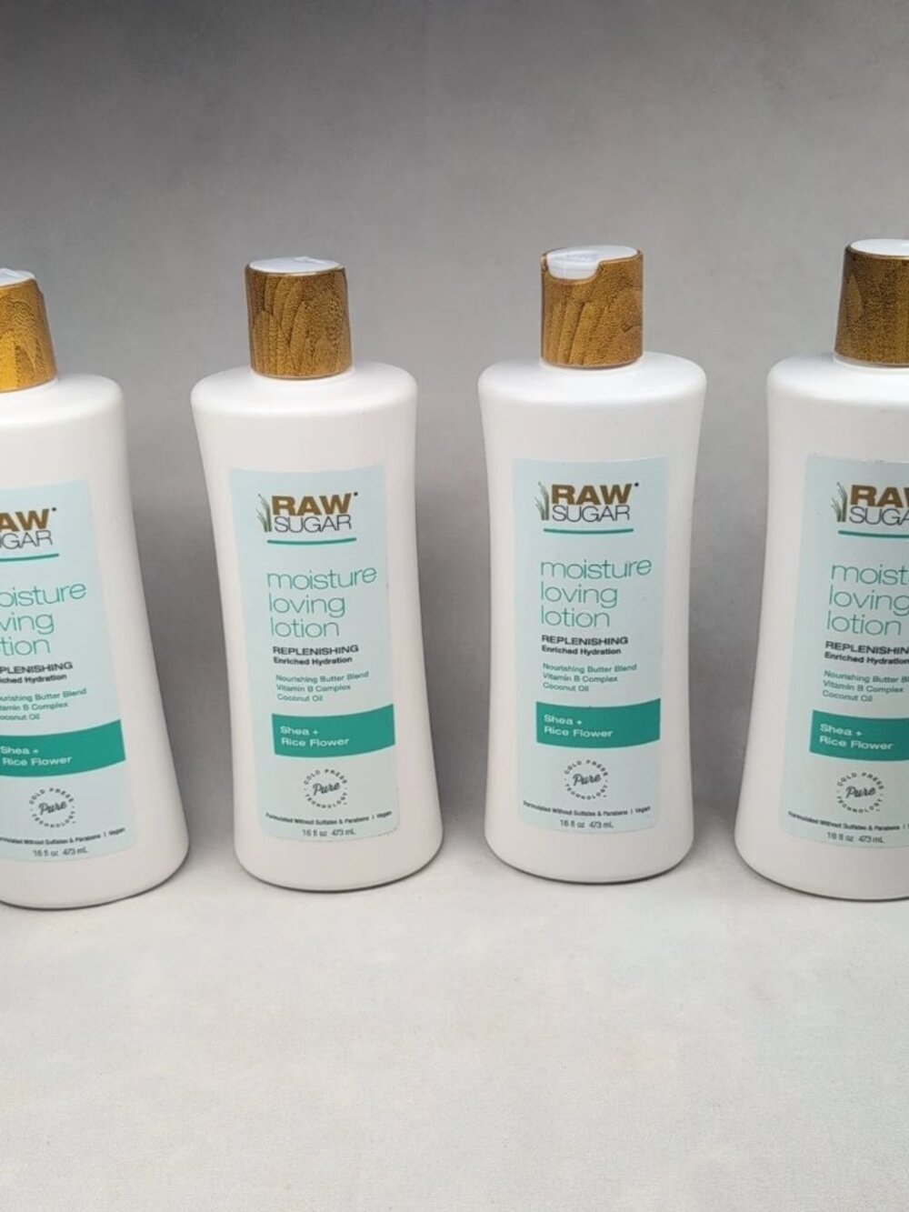 Raw Sugar Lotion Moisture Loving Replenishing Shea Rice Flower 16 fl. oz 4 Pc